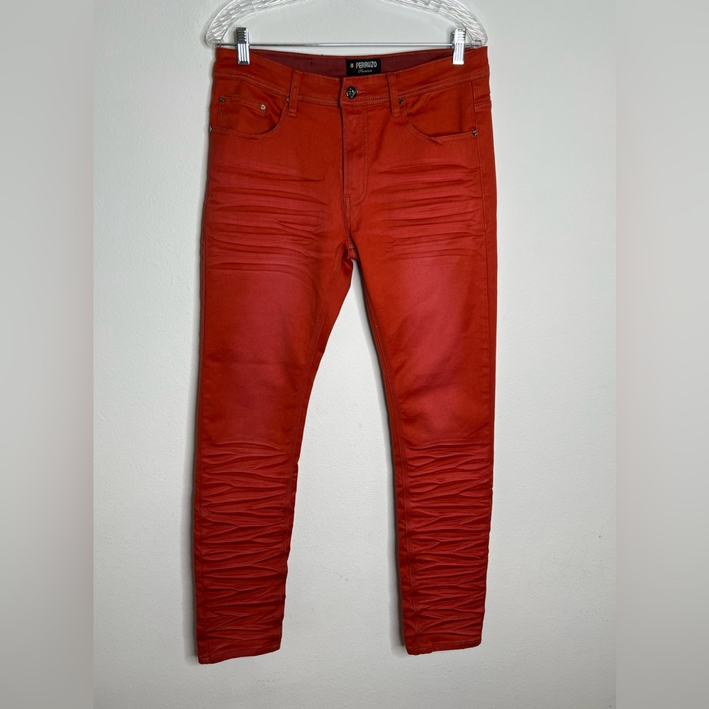 Perruzo Premium Men's Jeans Sz 32X32 Red Denim Pants